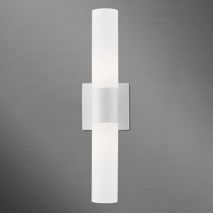 Livex Aero 2 Light ADA Vanity Sconce, White/Nickel/Opal White Twist Lock