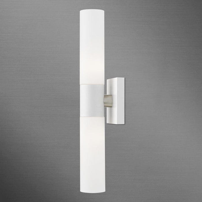 Livex Aero 2 Light ADA Vanity Sconce, White/Nickel/Opal White Twist Lock