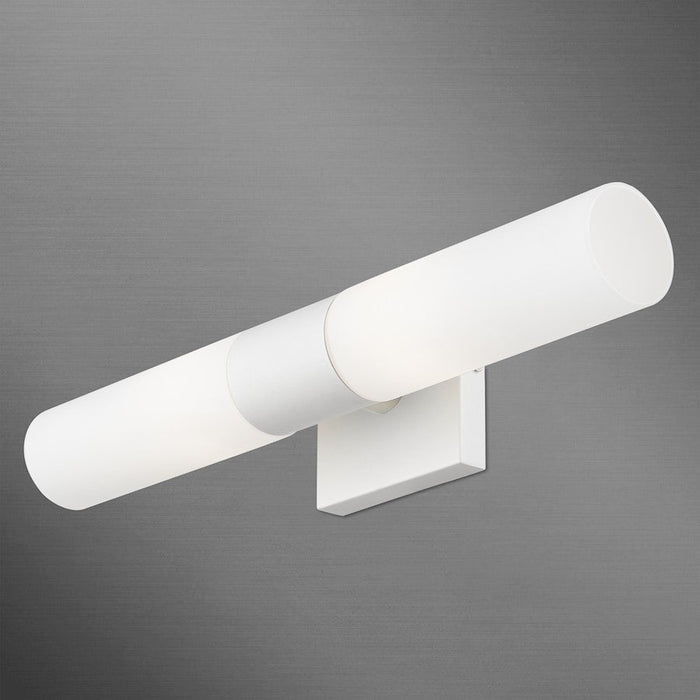 Livex Aero 2 Light ADA Vanity Sconce, White/Nickel/Opal White Twist Lock