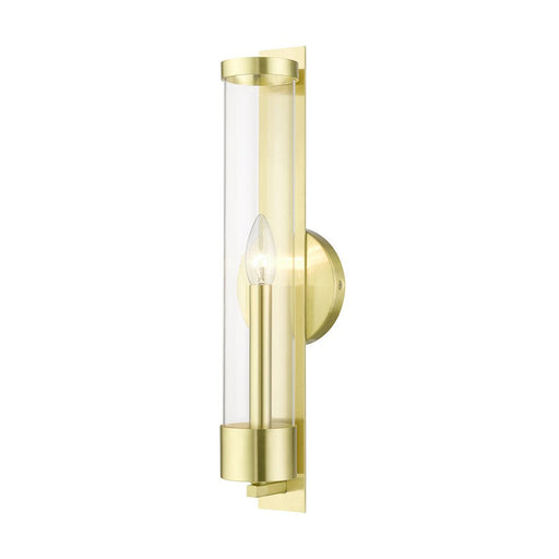 Livex Castleton 1 Light Tall ADA Single Sconce, Brass/Clear Cylinder - 10142-12