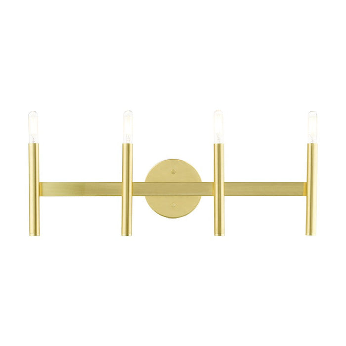 Livex Copenhagen 4 Light ADA Vanity Sconce, Satin Brass - 10344-12