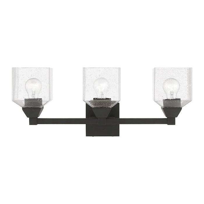 Livex Aragon 3 Light Vanity Sconce, Black/Clear Seeded - 10383-04