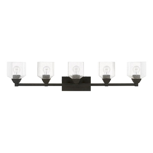 Livex Aragon 5 Light Vanity Sconce, Black/Clear Seeded - 10385-04