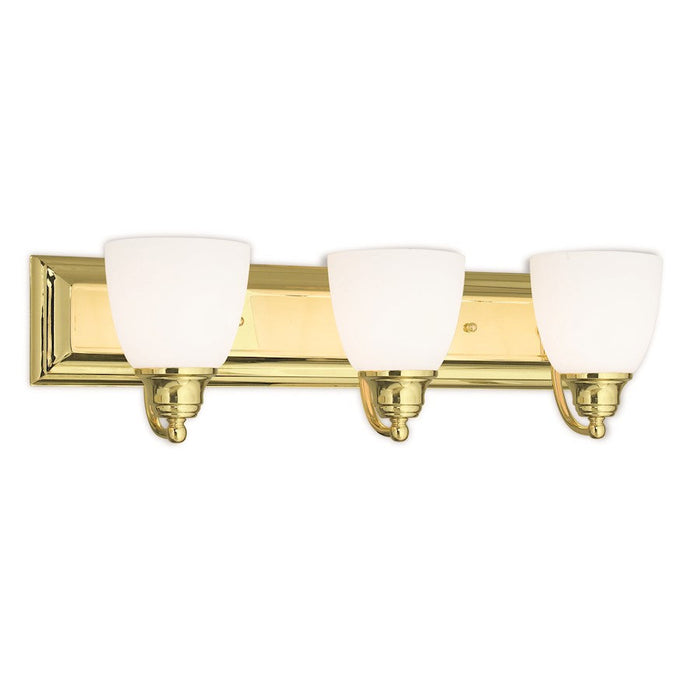 Livex Springfield 3 Light Bath Vanity, Brass/Satin Opal White - 10503-02