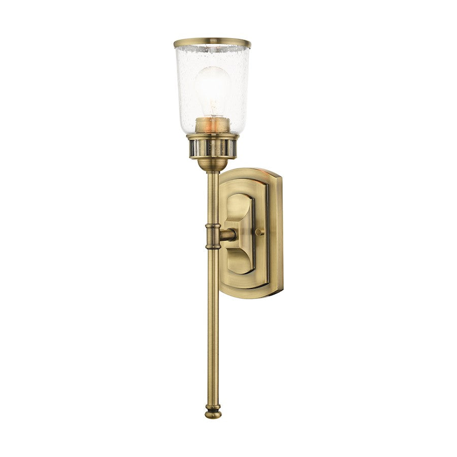 Livex Lawrenceville 1 Light Wall Sconce, Antique Brass - 10511-01