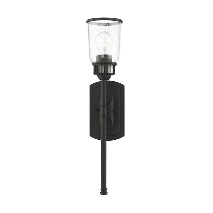 Livex Lawrenceville 1 Light Large Single Sconce, Black/Clear Seeded