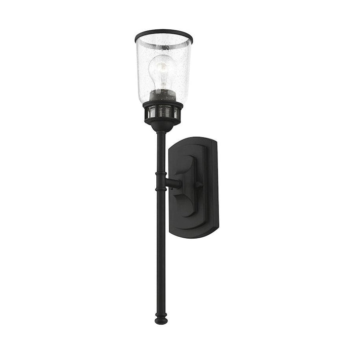 Livex Lawrenceville 1 Light Large Single Sconce, Black/Clear Seeded