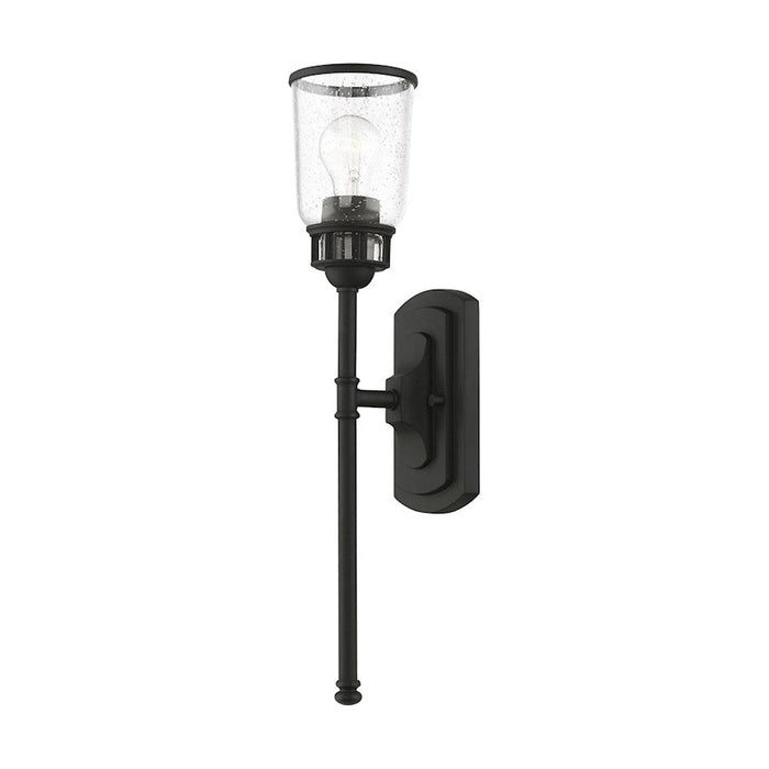 Livex Lawrenceville 1 Light Large Single Sconce, Black/Clear Seeded