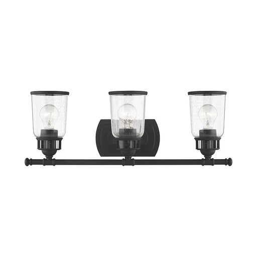 Livex Lawrenceville 3 Light Vanity Sconce, Black/Clear Seeded - 10513-04