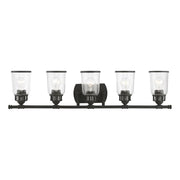Livex Lawrenceville 5 Light Large Vanity Sconce, Black/Clear Seeded - 10515-04
