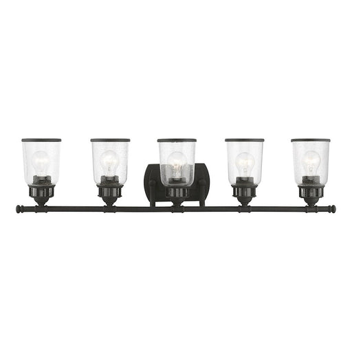 Livex Lawrenceville 5 Light Large Vanity Sconce, Black/Clear Seeded - 10515-04