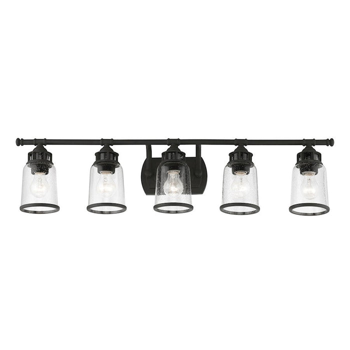 Livex Lawrenceville 5 Light Large Vanity Sconce, Black/Clear Seeded