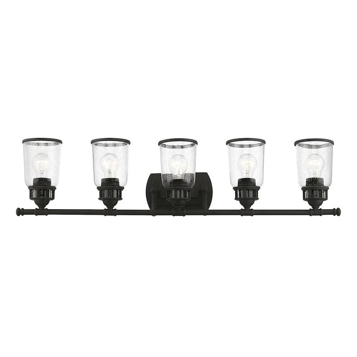 Livex Lawrenceville 5 Light Large Vanity Sconce, Black/Clear Seeded