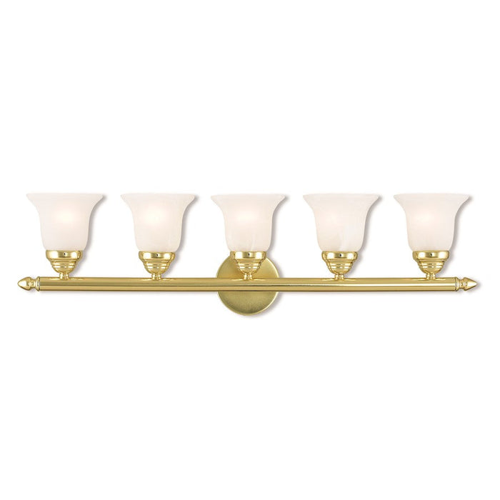 Livex Neptune 5 Light Bath Vanity, Polished Brass/Alabaster - 1065-02