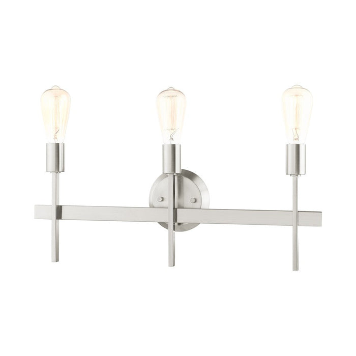 Livex Prague 3 Light Vanity Sconce, Brushed Nickel - 13883-91