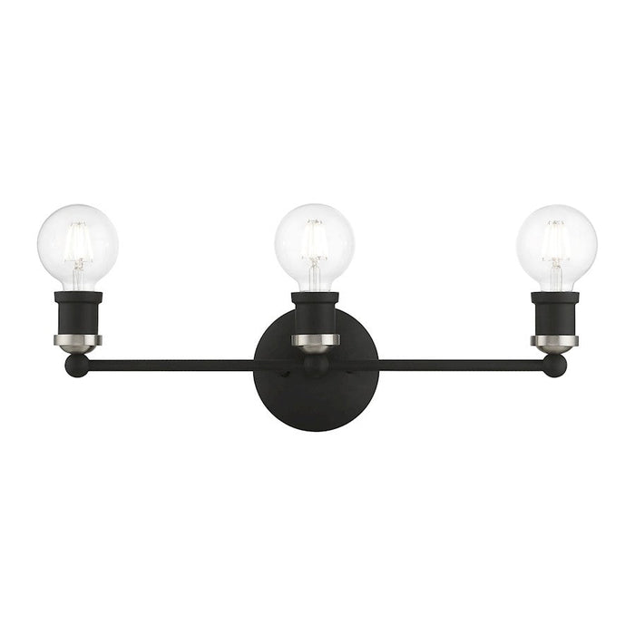 Livex Lansdale 3 Light ADA Vanity Sconce, Black/Brushed Nickel - 14423-04