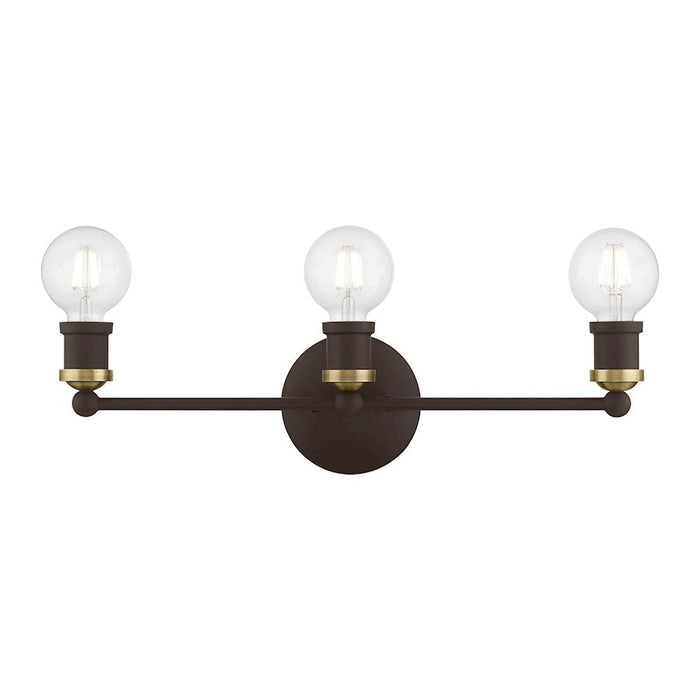 Livex Lansdale 3 Light ADA Vanity Sconce, Bronze/Antique Brass - 14423-07