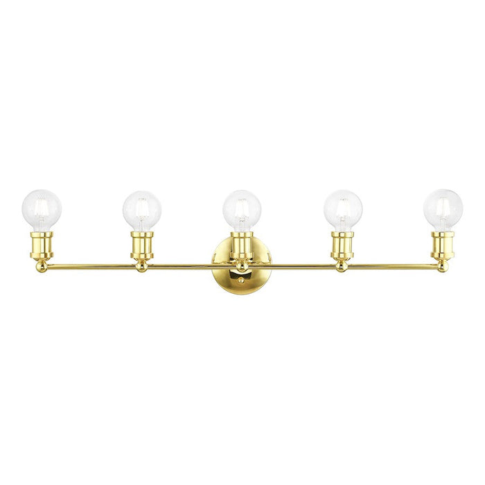 Livex Lansdale 5 Light ADA Large Vanity Sconce, Polished Brass - 14425-02