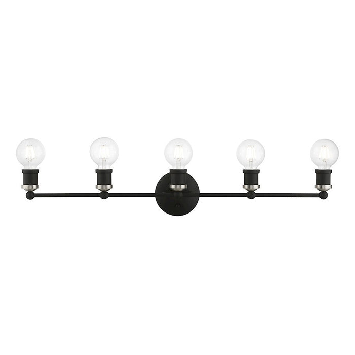 Livex Lansdale 5 Light ADA Large Vanity Sconce, Black/Brushed Nickel - 14425-04