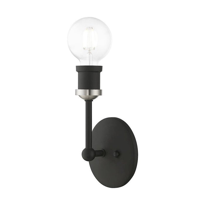 Livex Lansdale 1 Light ADA Vanity Sconce, Black/Brushed Nickel - 14429-04