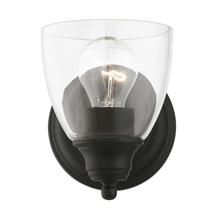 Livex Montgomery 1 Light Wall Sconce, Black/Clear