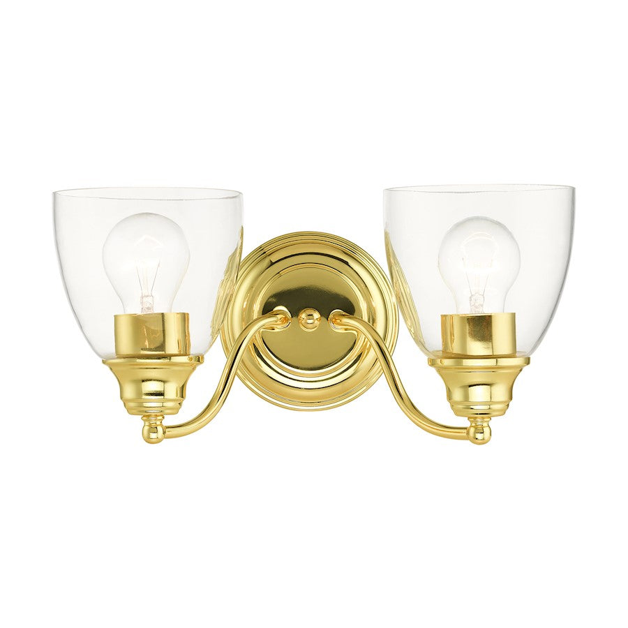 Livex Montgomery 2 Light Vanity Sconce, Polished Brass - 15132-02