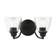 Livex Montgomery 2 Light Vanity Sconce, Black/Clear - 15132-04
