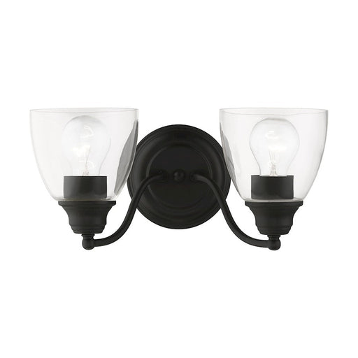 Livex Montgomery 2 Light Vanity Sconce, Black/Clear - 15132-04