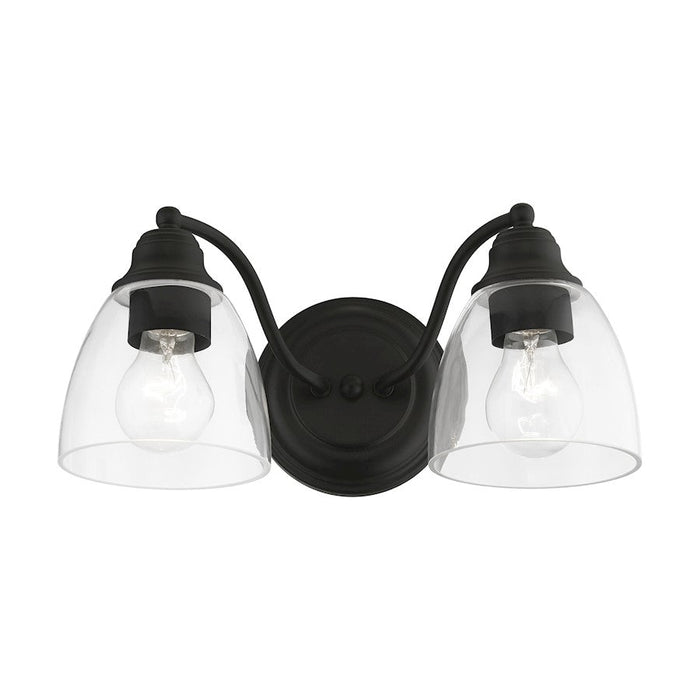 Livex Montgomery 2 Light Vanity Sconce, Black/Clear