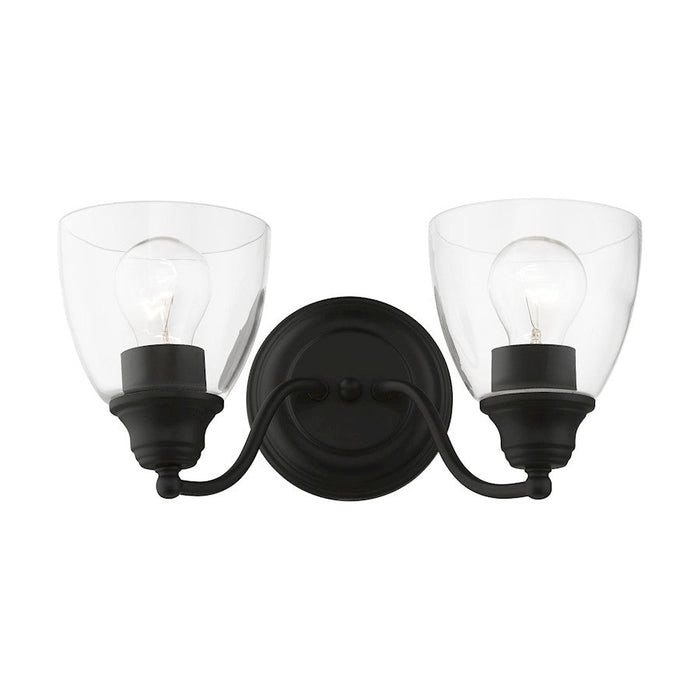 Livex Montgomery 2 Light Vanity Sconce, Black/Clear