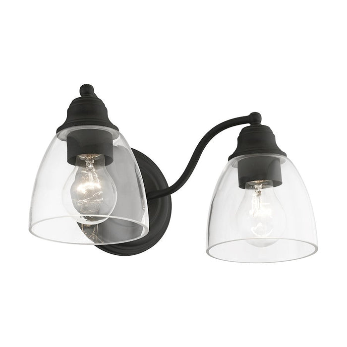 Livex Montgomery 2 Light Vanity Sconce, Black/Clear