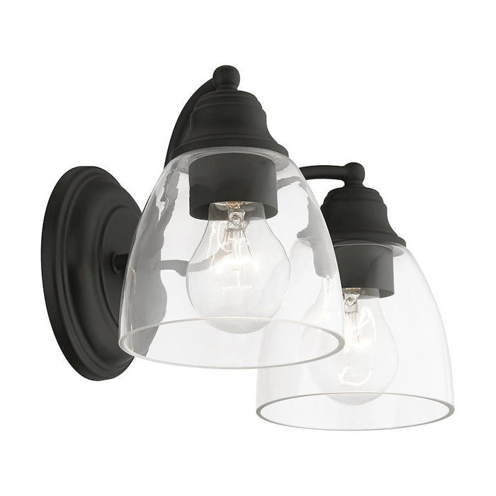 Livex Montgomery 2 Light Vanity Sconce, Black/Clear