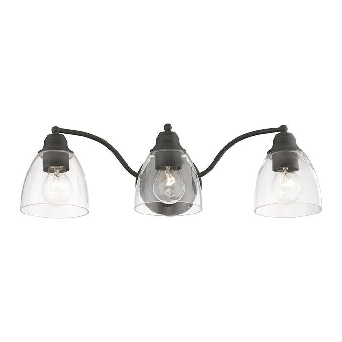 Livex Montgomery 3 Light Vanity Sconce, Black/Clear