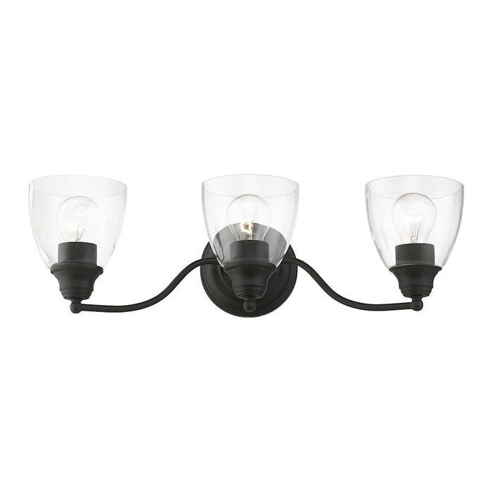 Livex Montgomery 3 Light Vanity Sconce, Black/Clear