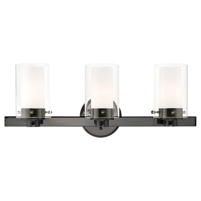 Livex Manhattan 3 Light Vanity Sconce, Black Chrome/Clear/Opal Inner - 1543-46