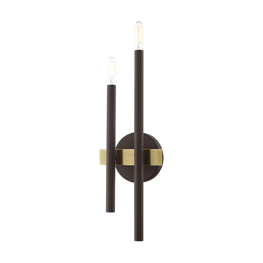 Livex Denmark 2 Light Sconce, Bronze with Antique Brass Accents - 15582-07