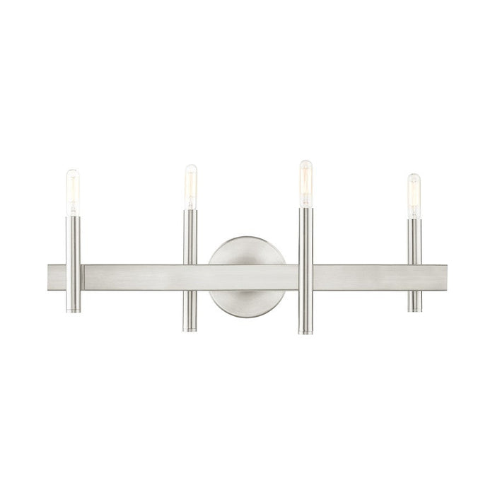 Livex Denmark 4 Light Vanity Sconce, Nickel with Bronze Accents - 15584-91