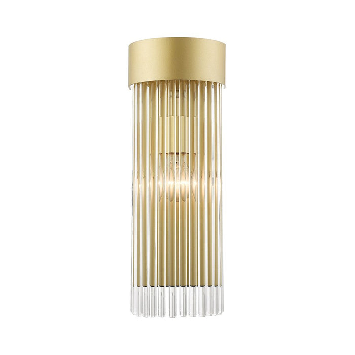 Livex Norwich 1 Light Sconce, Gold/Gold Drum Shade/Crystal Rods - 15711-33