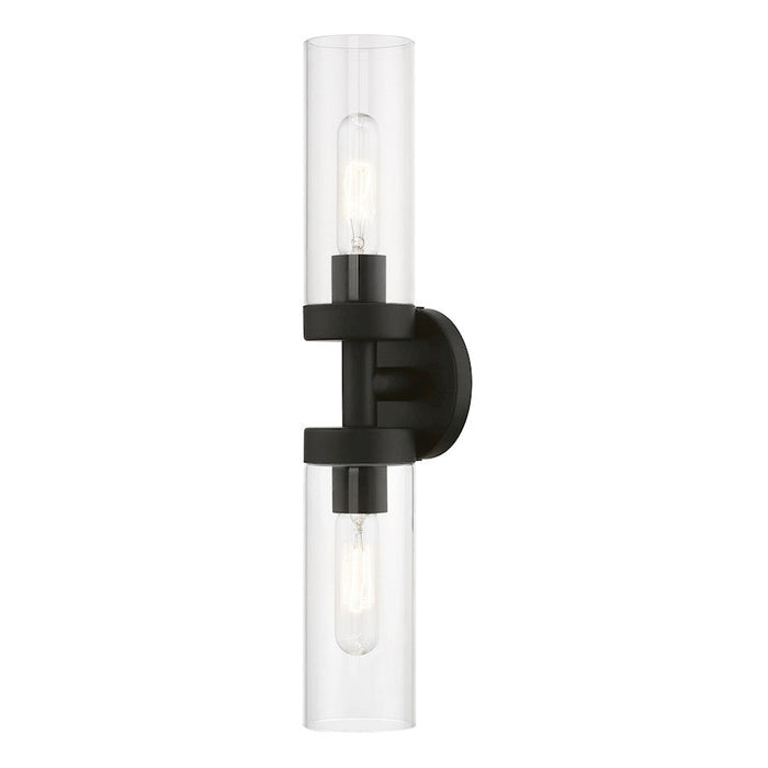 Livex Ludlow 2 Light ADA Vanity Sconce, Black/Clear - 16172-04