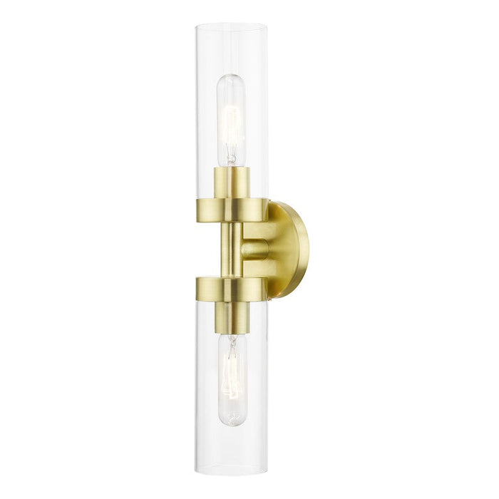 Livex Ludlow 2 Light ADA Vanity Sconce, Satin Brass/Clear - 16172-12