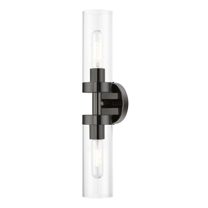 Livex Ludlow 2 Light ADA Vanity Sconce, Black Chrome/Clear - 16172-46