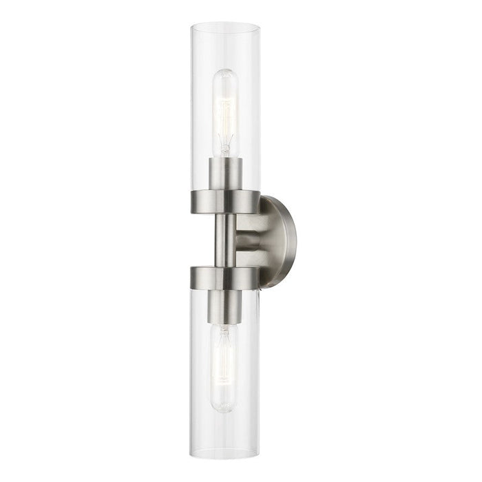 Livex Ludlow 2 Light ADA Vanity Sconce, Brushed Nickel/Clear - 16172-91