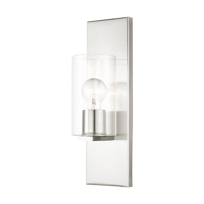 Livex Zurich 1 Light Sconce, Brushed Nickel/Clear Glass - 16551-91