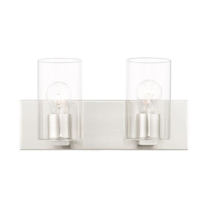 Livex Zurich 2 Light Vanity Sconce, Brushed Nickel/Clear Glass - 16552-91