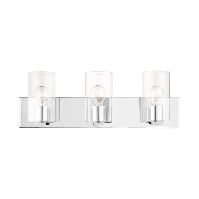 Livex Zurich 3 Light Vanity Sconce, Polished Chrome/Clear Glass - 16553-05