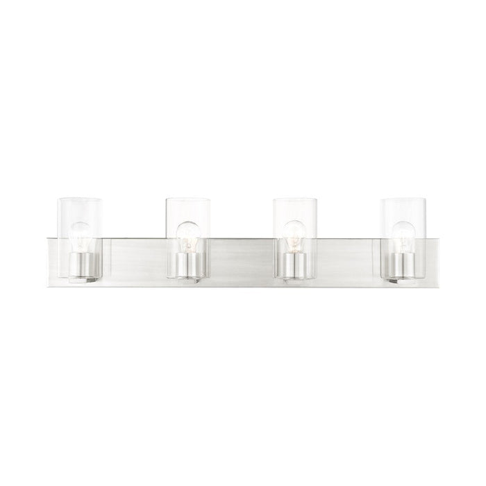 Livex Zurich 4 Light Vanity Sconce, Brushed Nickel/Clear Glass - 16554-91