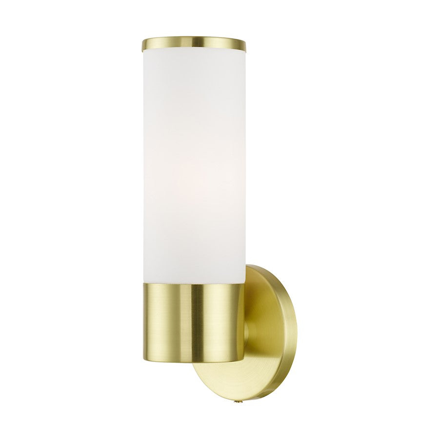 Livex Lindale 1 Light ADA Wall Sconce, Brass/Opal White Twist Lock - 16561-12