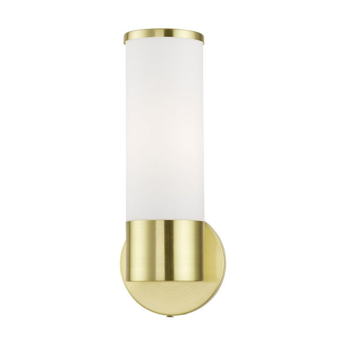 Livex Lindale 1 Light ADA Wall Sconce, Brass/Opal White Twist Lock