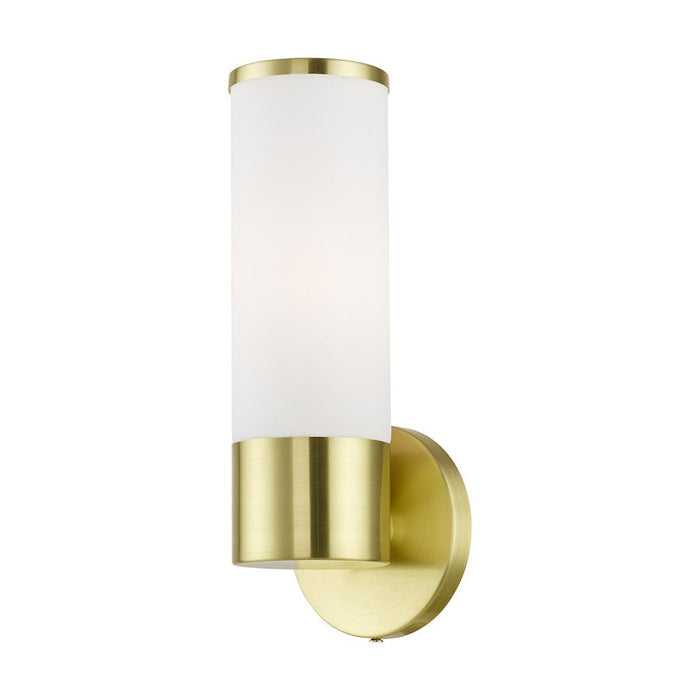 Livex Lindale 1 Light ADA Wall Sconce, Brass/Opal White Twist Lock