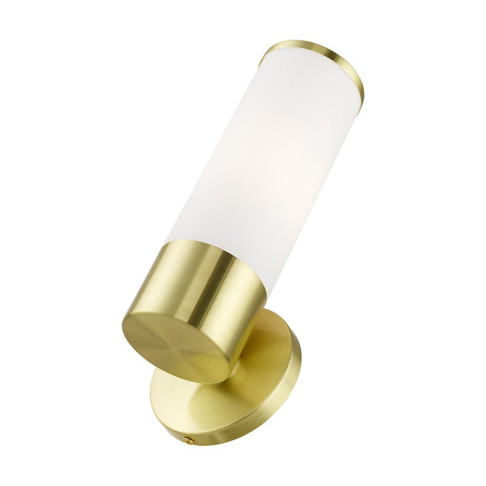 Livex Lindale 1 Light ADA Wall Sconce, Brass/Opal White Twist Lock